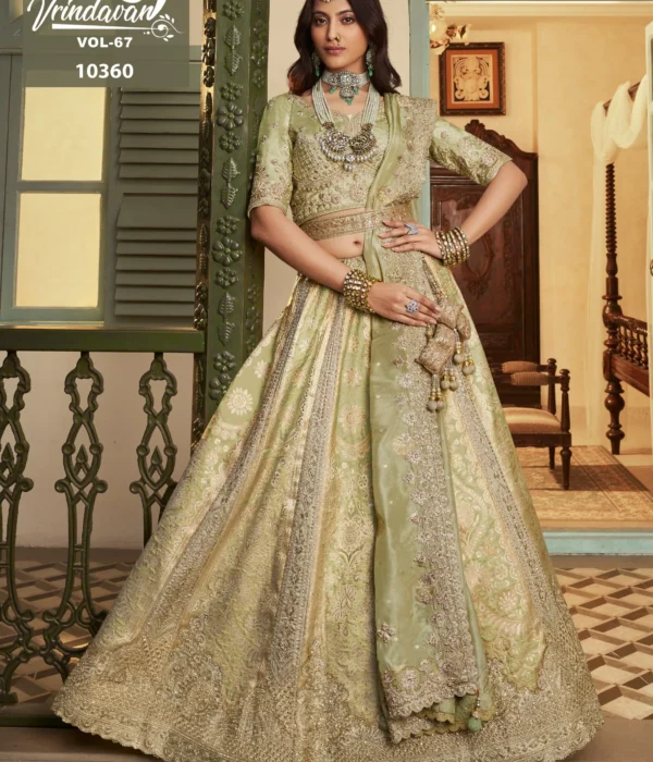 Royal Vrindavan Vol 67 Light Green Mehandi Banarasi Silk Bridal Lehenga Choli Collection 2026