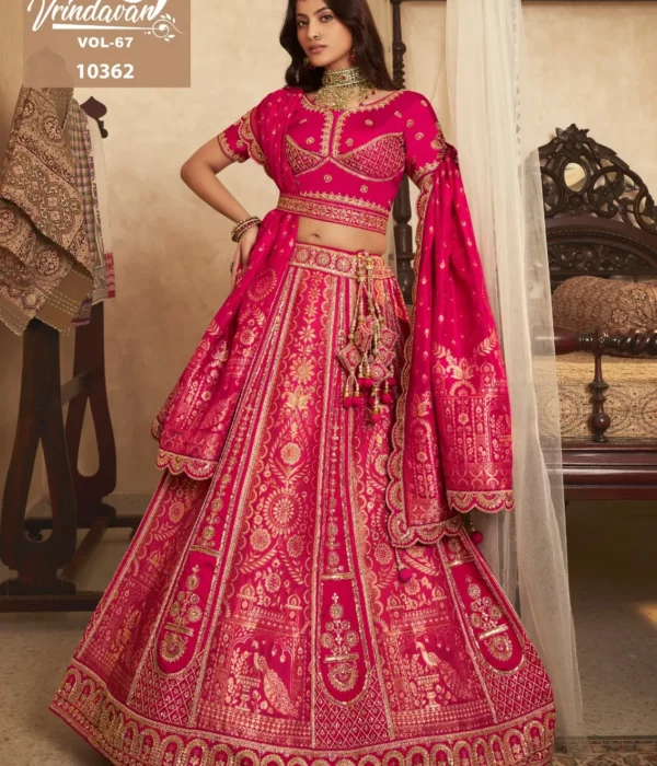 Royal Vrindavan Vol 67 Pink Banarasi Silk Bridal Lehenga Choli Collection 2026