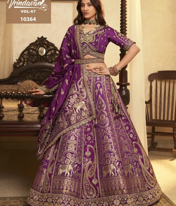 Royal Vrindavan Vol 67 Purple Banarasi Silk Bridal Lehenga Choli Collection 2026
