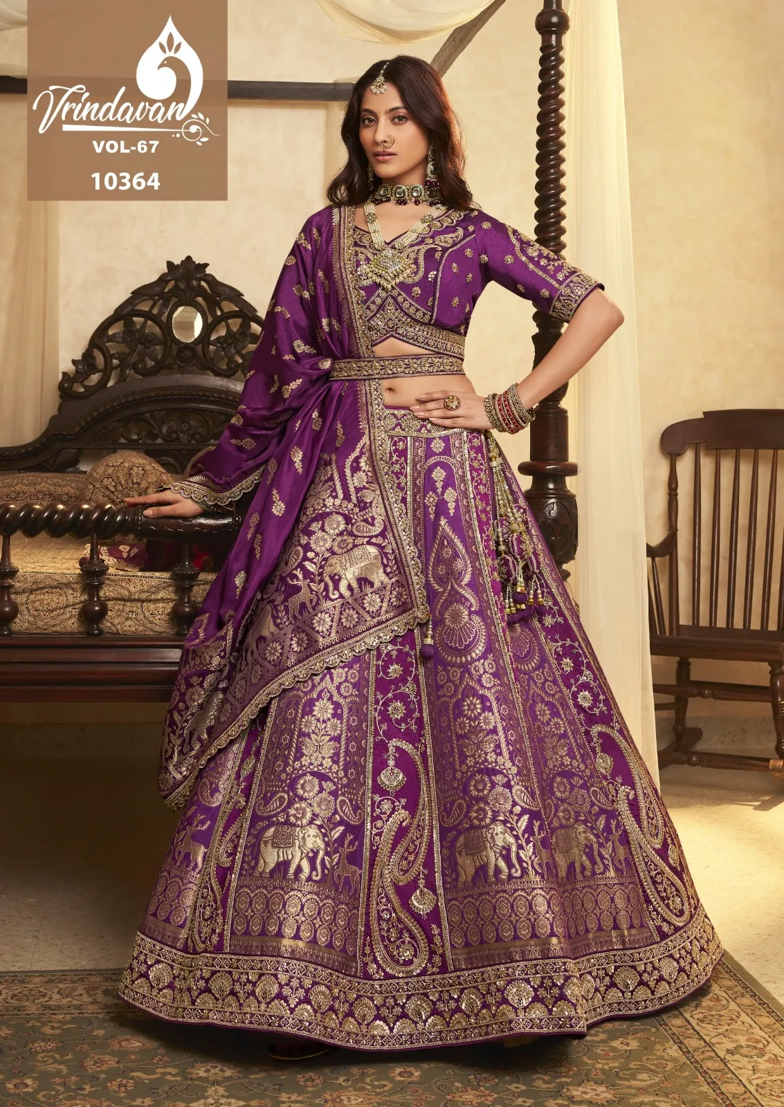 Royal Vrindavan Vol 67 Purple Banarasi Silk Bridal Lehenga Choli Collection 2026