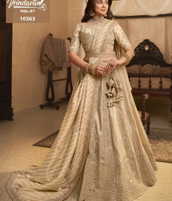 Royal Vrindavan Vol 67 Off White Banarasi Silk Bridal Lehenga Choli Collection 2026