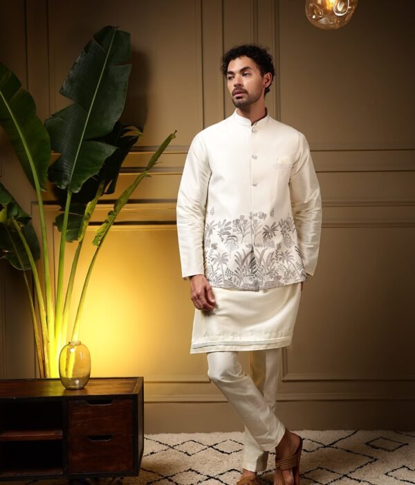 VTR 08 Wedding Embroidered White Kurta pajama With Koti Collection
