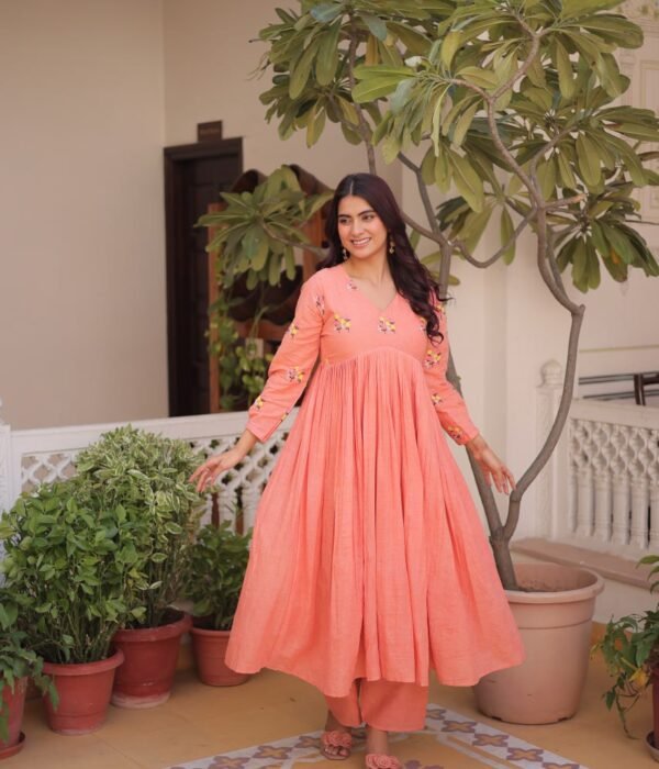 Moni 1236 Cotton Anarkali Kurti Pant With Embroidery Work