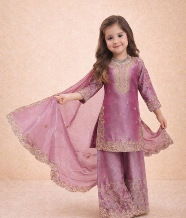 Baby 244 Silk Sequence Embroidery Sharara Suit Wedding Kids Collection