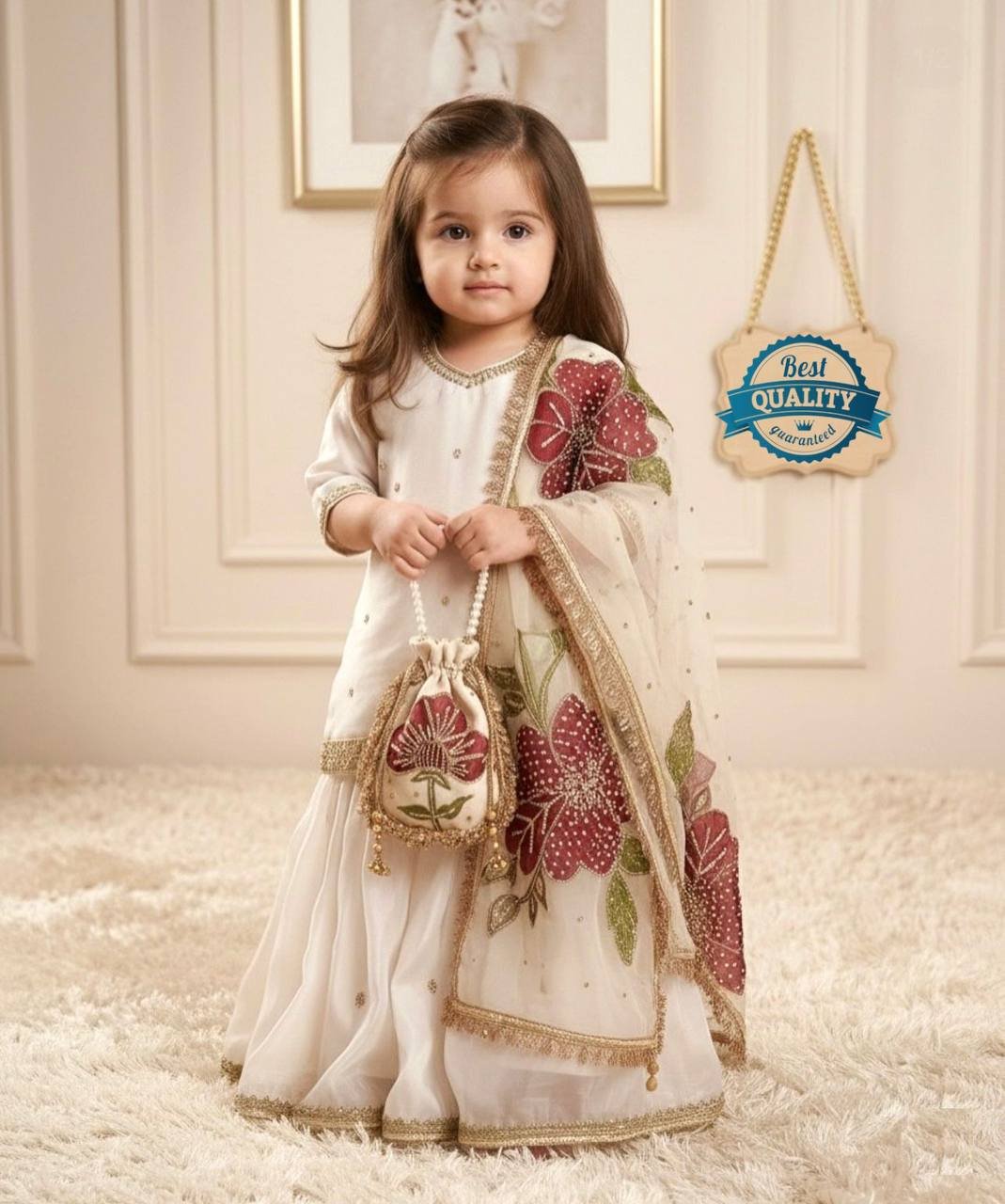 Baby 241 White Gmy Silk Designer Party Wear Sharara Suit Collection