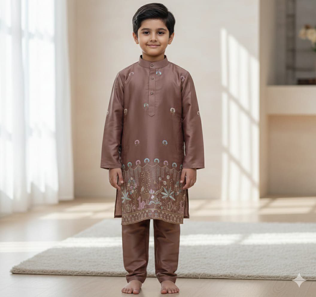 Shyam Vol 102 Malai Satin Traditional Kurta with Polo Pant Kids Collection