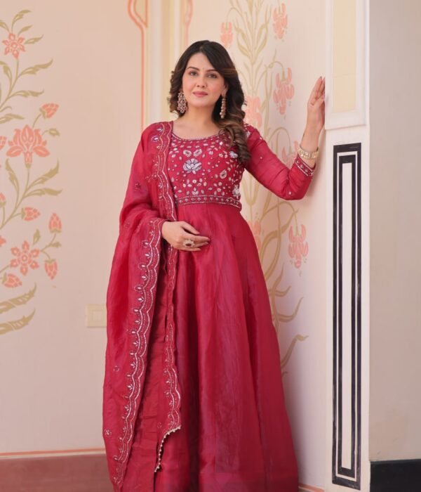 Moni 1230 Gold Crush Gown Dupatta with Beads Embroidery Work