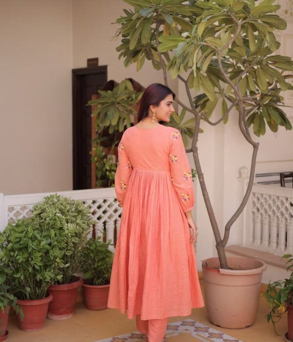 Moni 1236 Cotton Anarkali Kurti Pant With Embroidery Work