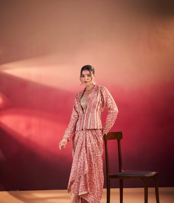 WMN 1316 Tasar Silk Designer Printed Indo Western Dress